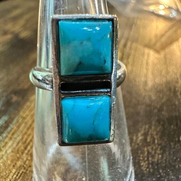 Boho Native American Turquoise Dream Sterling Silver Adjustable Ring, Gift Box - Picture 1 of 11